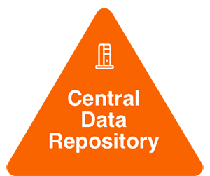 Orange Triangle with Server Icon representing Central Data Repository