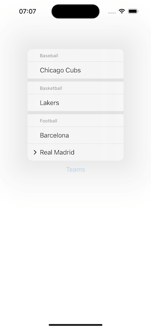 Example of different sections within a Menu in SwiftUI
