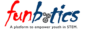 Funbotics logo with the words “Funbotics: A platform to empower youth in STEM.”