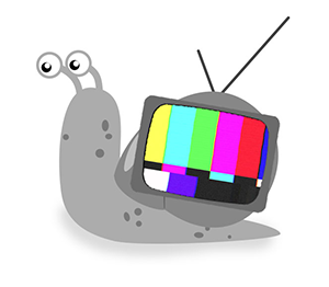 Illustration of a snail with a TV for a shell.