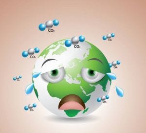 Planet earth sweltering in the trapped heat of CO2 molecules