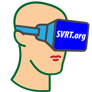 logotype for the Society for Virtual Reality Therapy. Stylized head with VR headset.