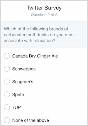 A Twitter survey about the associations of various brands of ginger ale.