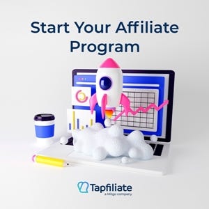 Ad graphic for an affiliate program with rocket and graphs.