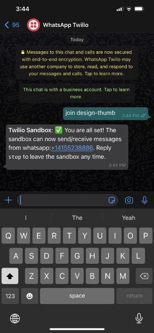 Connection between WhatsApp and Twilio