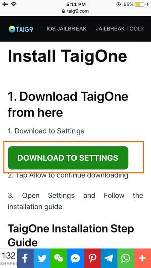tap download to settings