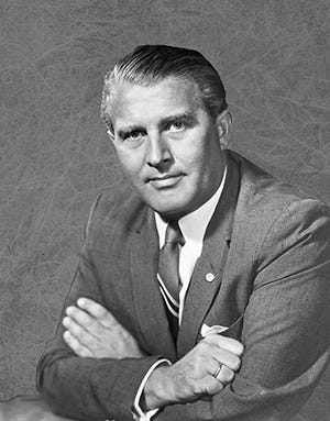 Dr. Werhner von Braun as NASA’s Marshall Space Flight Center Director. (Courtesy NASA)