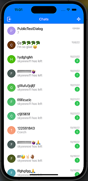 example of dialog page in chat app