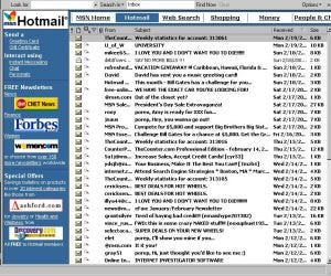 Hotmail, circa 1998, a simple web-based email client allowing users to receive emails and to send them.