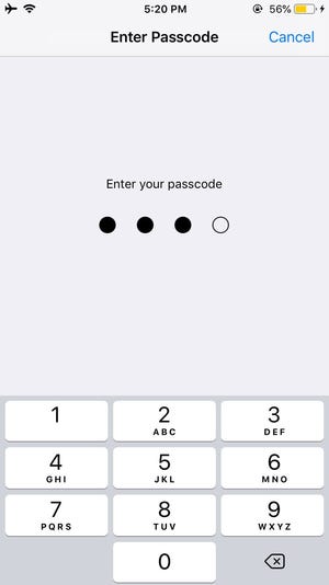 tap passcode