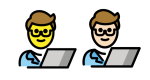 Emojis: two men with laptops