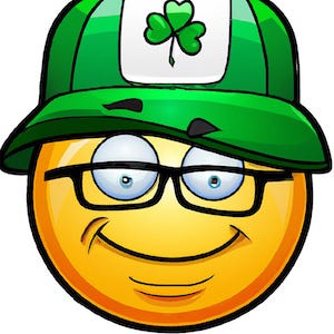 W’kid Smaaht logo generated by DALL E 2 from the prompt, “very smart, slightly drunk, cartoon emoji wearing Boston Celtics hat”