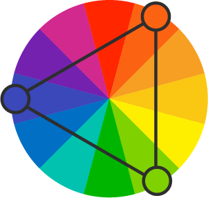 Triadic concept color wheel