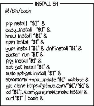 The failures usually dont hurt anything, and if it installs several versions, it increases the chance that one of them is right. (Note: The yes command and 2>/dev/null are recommended additions.)