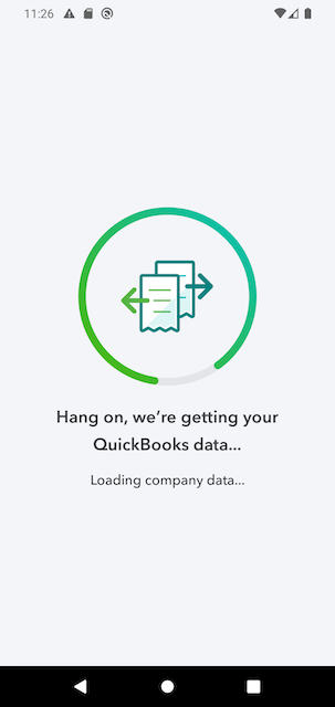 Data Loading screen of QuickBooks Mobile App