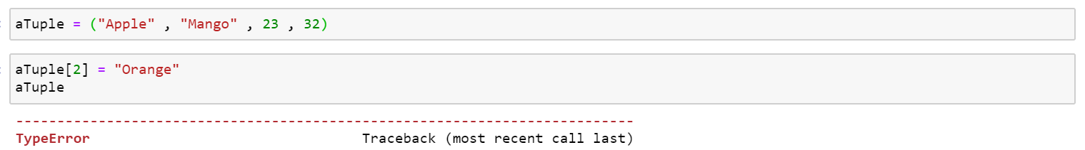 Tuple objects are immutable
