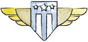 a sketch of the U.S. Digital Service logo, which includes a blue shield with three stars at the top and two horizontal lines through the middle and bottom of the shield. The shield is flanked on both sides why golden wings.