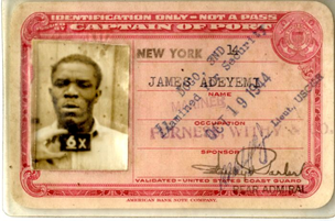 James Adeyemi’s New York Harbour Pass, featuring a photo of his face and name and sponsor details.