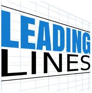 Leading Lines cover, with the words vanishing at an angle to the right and a light-blue grid of lines behind the text