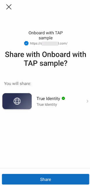 Image showing authenticator app. share with TrueIdentity screen