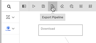 Screenshot of the pipeline editor and the “Export Pipeline” button highlighted.