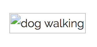 Broken image labeled “dog walking”