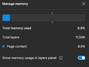 A screenshot of Figma’s Memory usage dialog