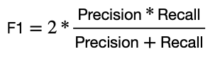 F1 score formula for classification model evaluation