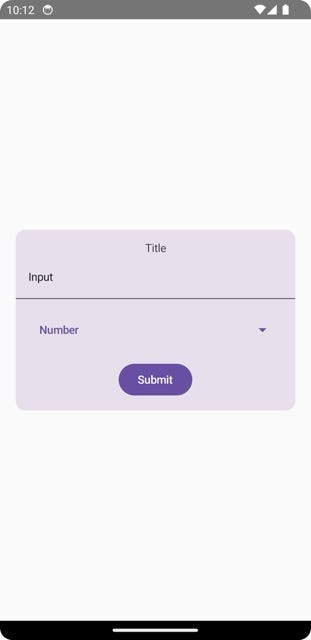 Composable view displayed in the React Native application