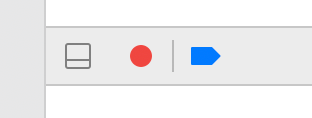 Xcode’s debugger toolbar displaying the record actions button