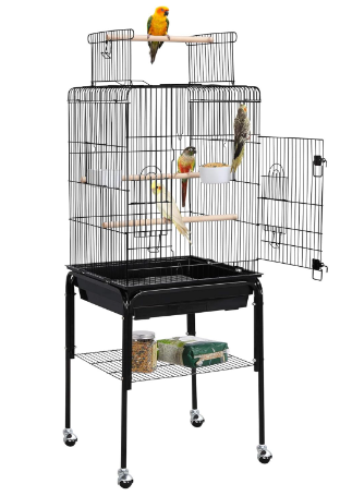 Yaheetech Open Top Rolling Parrot Bird Cage for Cockatiel