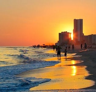 Gulf Shores AL beach at sunset