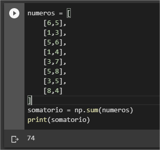 Somar valores de todas as colunas com NumPy