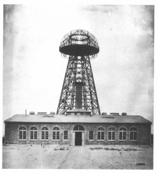 Wardenclyffe Tower, Shoreham 1904. Tesla hoped to demonstrate wireless transmission of electrical energy across the Atlantic.