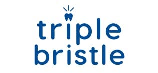 triple bristle logo with tooth symbol blue words on white background sonic electric toothbrush
