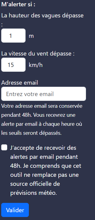  Seapilot — Activation des alertes météo personnalisées