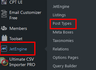 Jet Engine Post Types