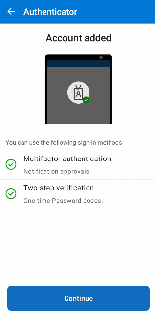 Image showing authenticator app. account added