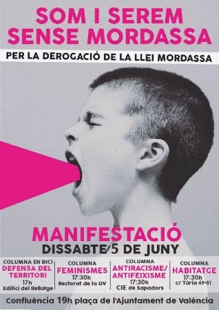 [Espanha] 5-J: Manifestação em Valência pela Revogação da Lei Mordaça