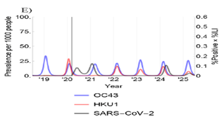 Prevalencia estimada del SARS-CoV-2 en comparación con otras dos cepas virales.