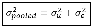 The relationship between the variances associated with the composite error term of the Random Effects regression model