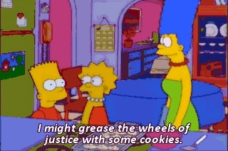 Simpsons GIF: Bart asks if he can have a cookie and Marge says not until he finishes his sundae, which he then eats reluctantly