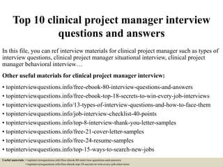 Project Manager Interview Questions