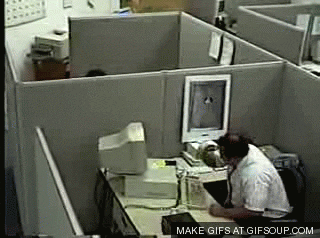 Gifs of programmer throwing away his computer with the keyboard