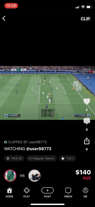 1v1Me Clips uses this UI pattern to show videos in landscape & portrait mode.