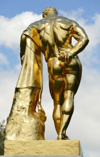 A gilded statue of Hercules on the grounds of the Château de Vaux-le-Vicomte.