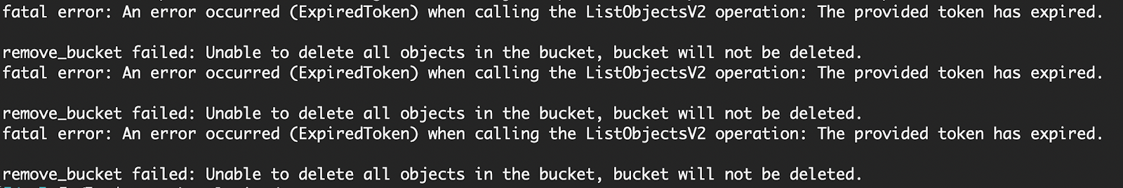 Any operation running for longer than the token is valid for will fail