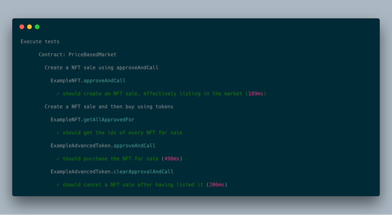 See what happened there? You un-boxed the the market contracts and from there executed the tests to see the basic functionality printed out.