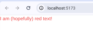 Red text styled using Tailwind CSS