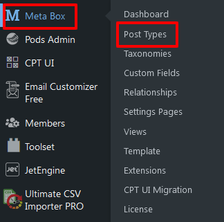 Metabox Post types